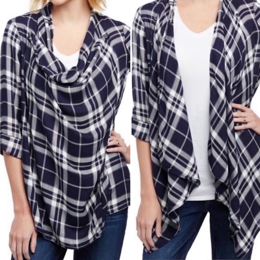 Motherhood Maternity Navy Plaid Cardigan